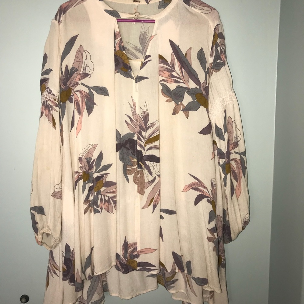 Free people light pink floral tunic